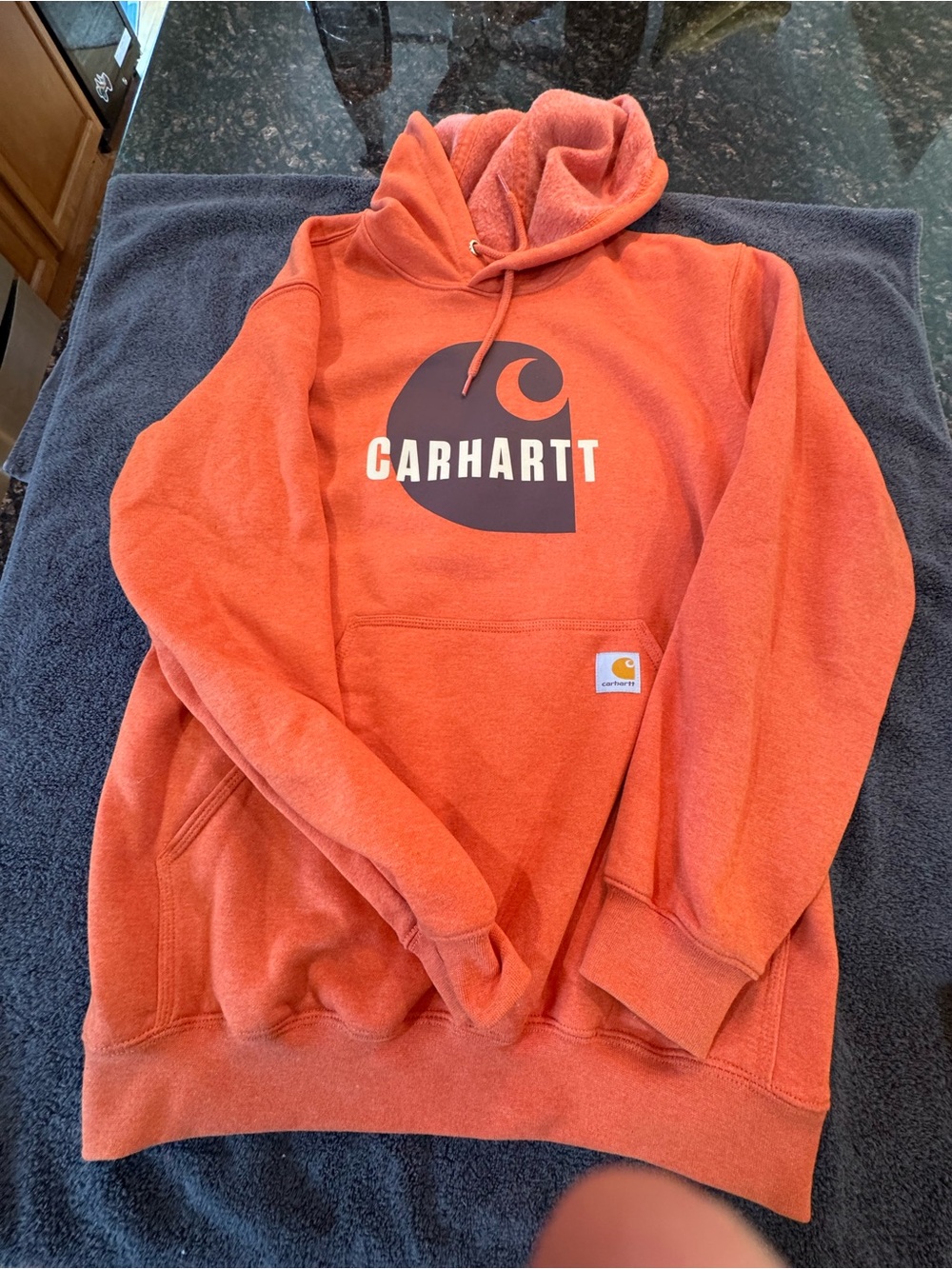 Carhartt Men's Orange Logo Crewneck Sweatshirt Size M Loose Fit